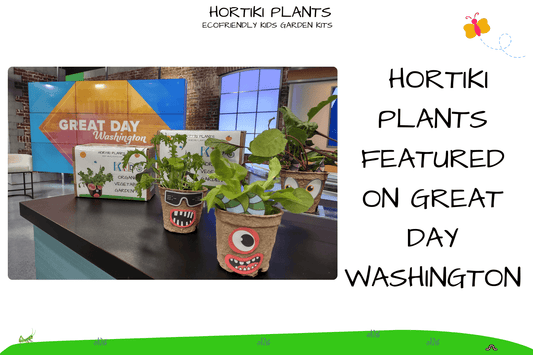 Hortiki Plants kits, plants with funny faces in the on a table in the great day washington studio