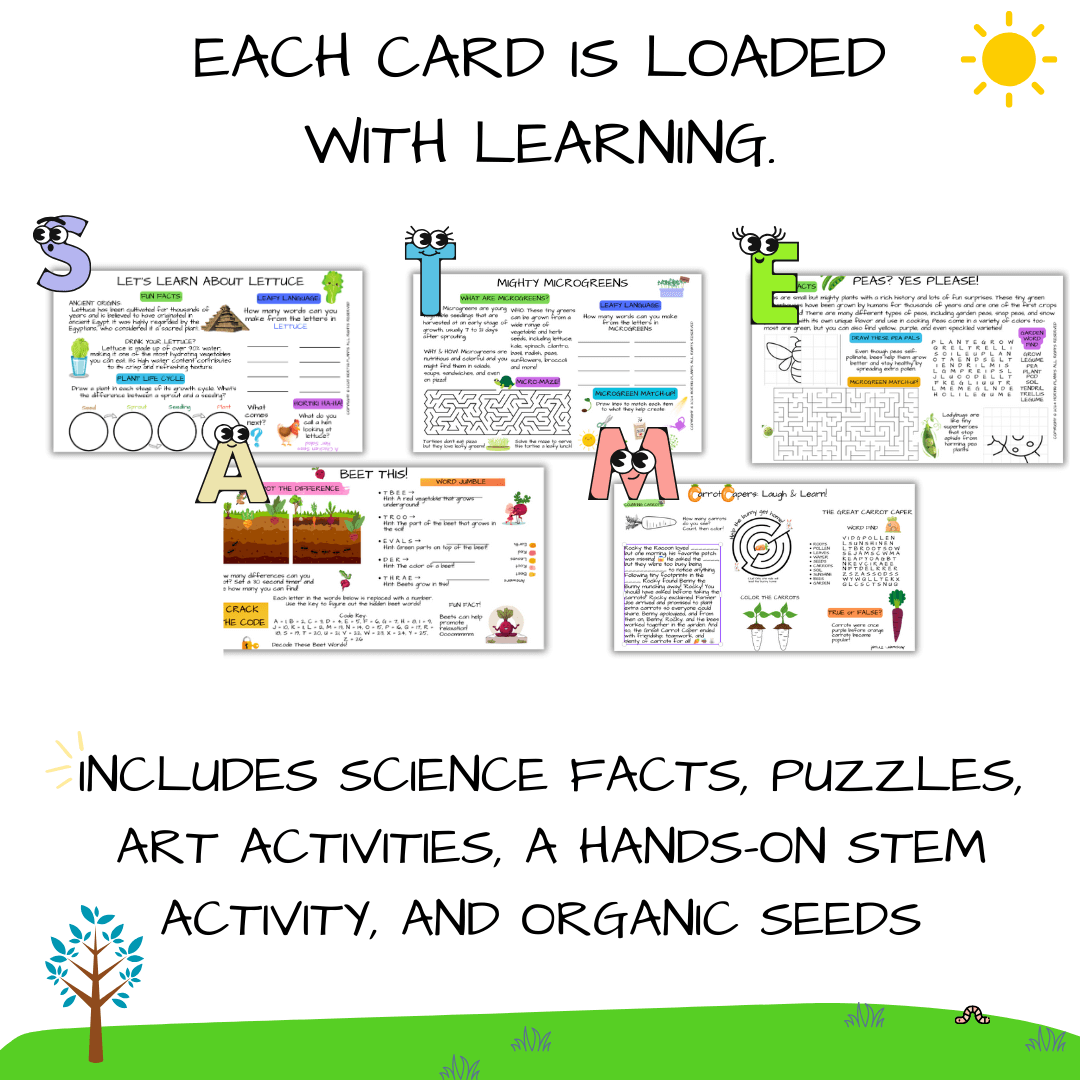 STEAM Activity Seed Cards - Complete 5 Veggie Set